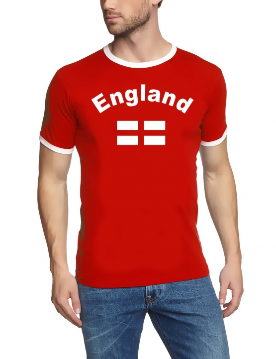 ENGLAND Fußball T-Shirt rot RINGER S M L XL XXL