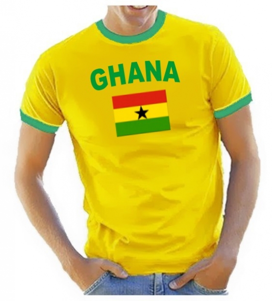 GHANA Fußball T-Shirt gelb RINGER S M L XL XXL