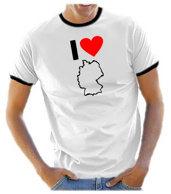 I LOVE GERMANY - DEUTSCHLAND Fußball T-Shirt weiss RINGER S M L