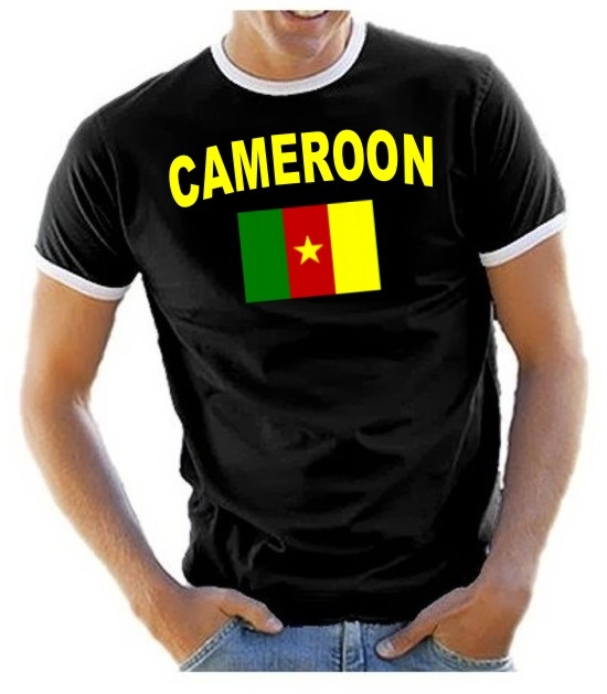KAMERUN - CAMEROON Fußball T-Shirt schwarz RINGER S M L XL XXL