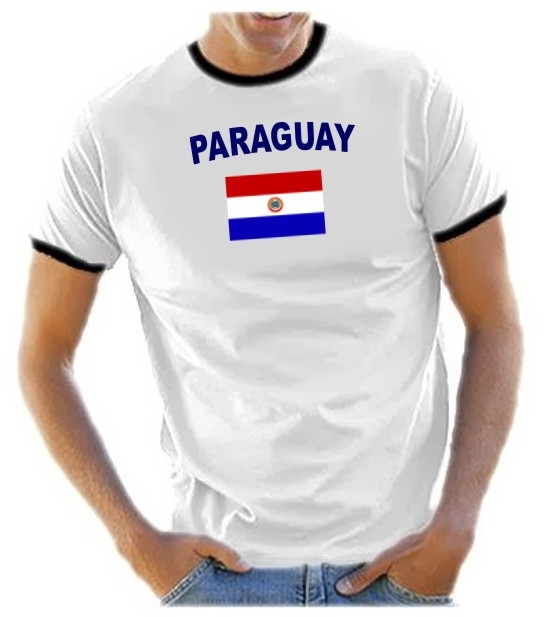 PARAGUAY Fußball T-Shirt weiss RINGER S M L XL XXL