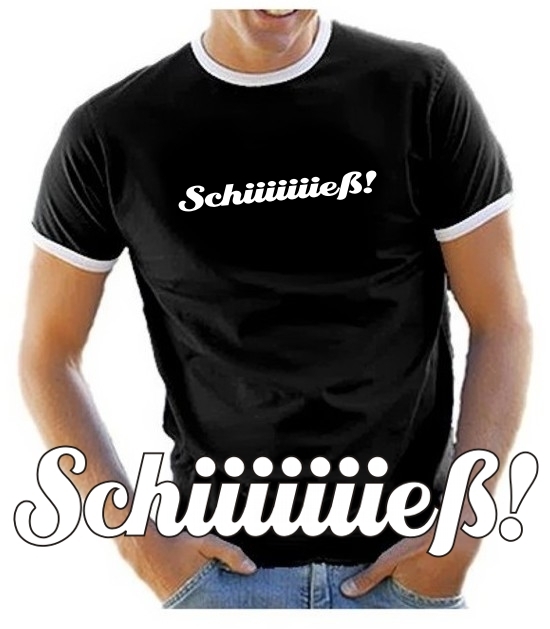 Schiiiiiieeeeß ! Fußball T-Shirt schwarz RINGER S M L XL XXL