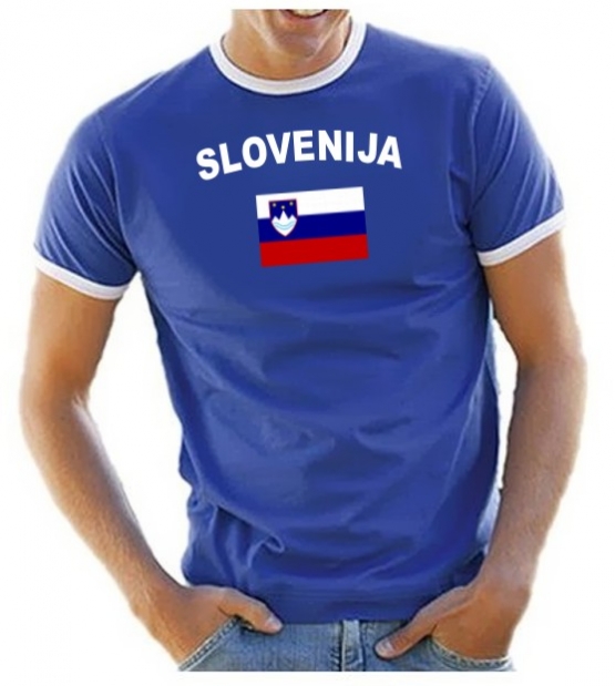 SLOWENIEN - SLOVENIJA Fußball T-Shirt royalblau RINGER S M L XL