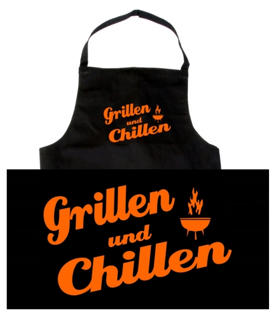 Grillschürze - GRILLEN UND CHILLEN - schwarz/orange