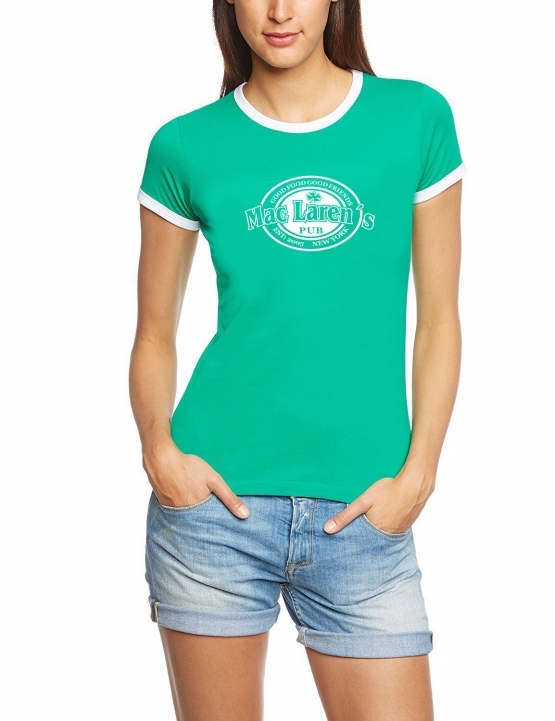 Mac Laren Irish Pub HIMYM Irland T-Shirt GIRLY RINGER