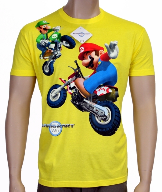 MarioKart -Mario und Luigi - NINTENDO WII T-SHIRT Gelb S - XL