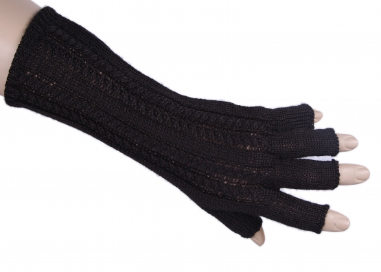 Fingerlose Handschuhe Creme, Hellgrau oder Schwarz