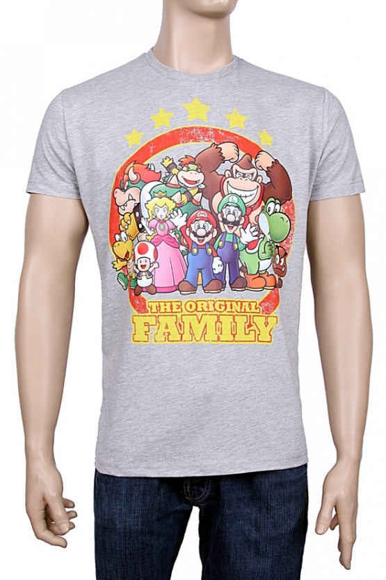 Nintendo Family T-Shirt Mario... Hellgrau melliert S - XL