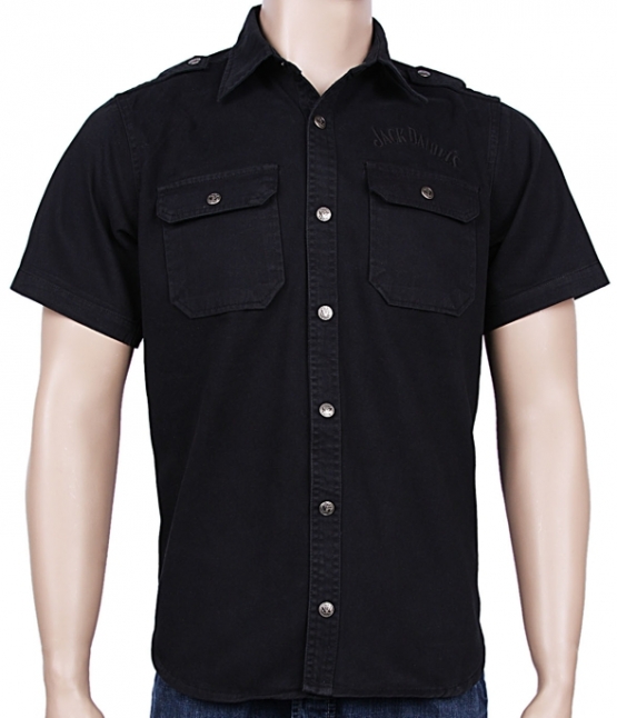 JACK DANIELS Workershirt Hemd BARMAN black mit Logo gestickt M L