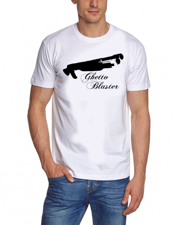 Shirt GHETTO action BLASTER PUMPGUN t-shirt weiss