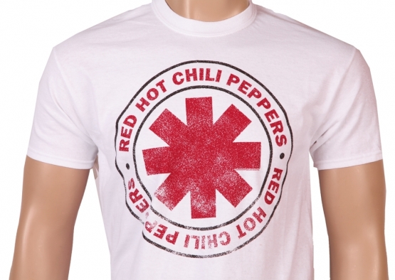RHCP red hot chilli peppers ASTERISK distressed, Herren, weiß, T