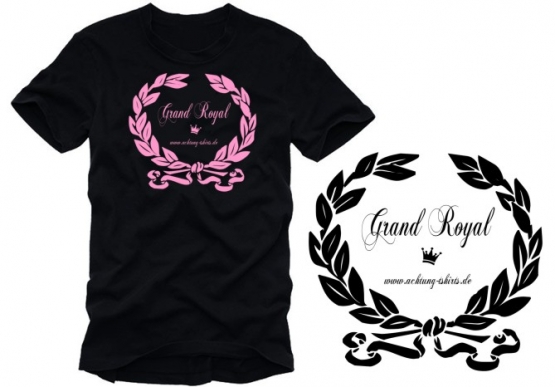 Grand Royal Schwarz/Pink T-Shirt Lorbeerkranz S-XXXL