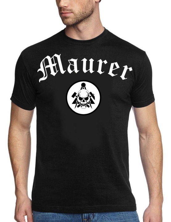 MAURER brick skull T-Shirt oder Kapuzensweatshirt, schwarz Gr.S
