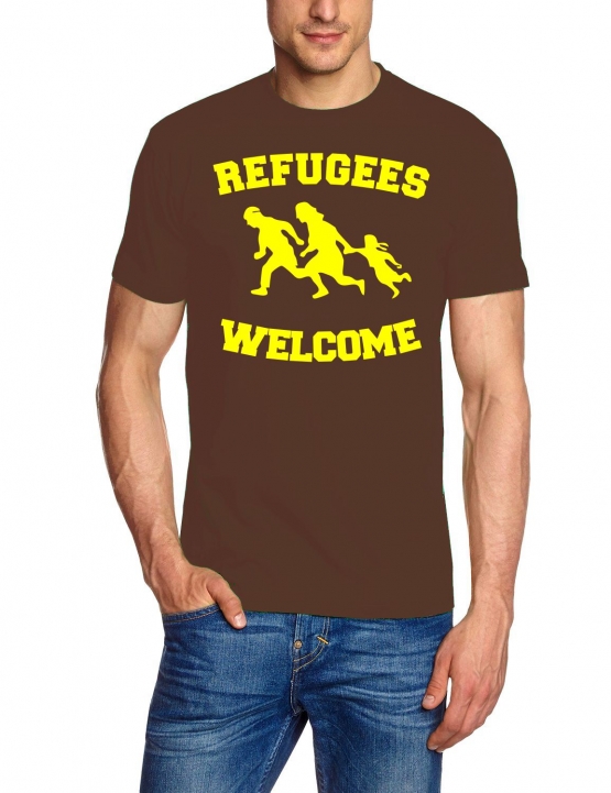 REFUGEES WELCOME ! T-Shirt Flüchtlinge, Asyl schwarz, dunkelblau