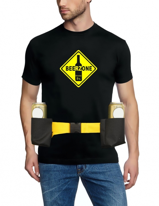 BIERZONE T-Shirt mit Biergürtel  schwarz Gr.S M L XL XXL XXXL