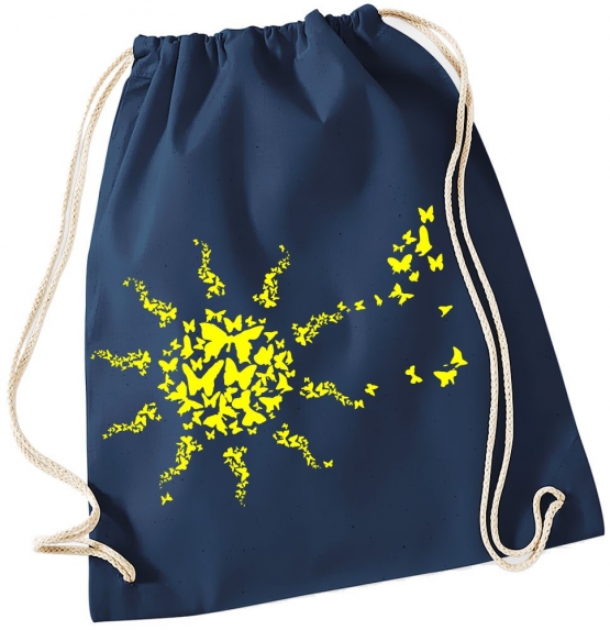 Butterfly Sun ! Gymbag Rucksack Turnbeutel Tasche Backpack für Pausenhof, Schule, Sport, Urlaub