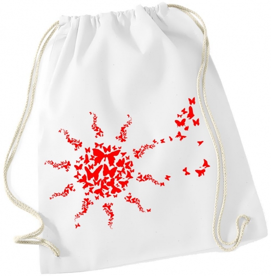 Butterfly Sun ! Gymbag Rucksack Turnbeutel Tasche Backpack für Pausenhof, Schule, Sport, Urlaub