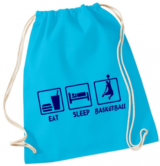 EAT SLEEP BASKETBALL ! Gymbag Rucksack Turnbeutel Tasche Backpack für Pausenhof, Schule, Sport, Urlaub