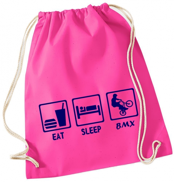 EAT SLEEP BMX ! Gymbag Rucksack Turnbeutel Tasche Backpack für Pausenhof, Schule, Sport, Urlaub