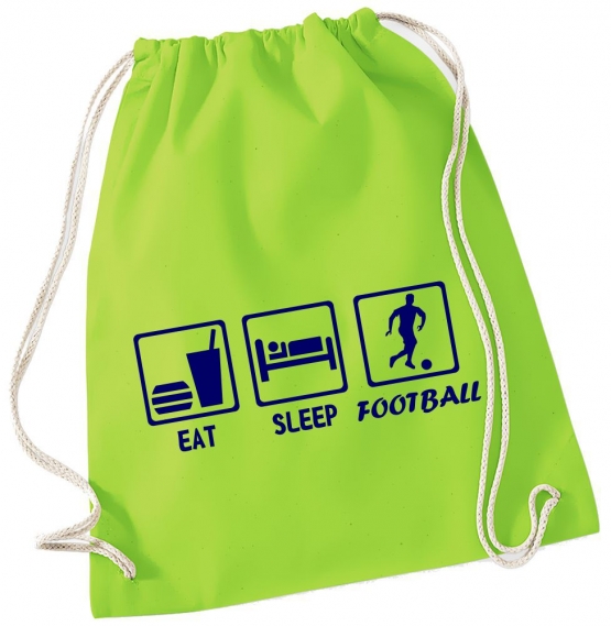 EAT SLEEP FUSSBALL ! Gymbag Rucksack Turnbeutel Tasche Backpack für Pausenhof, Schule, Sport, Urlaub