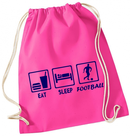 EAT SLEEP FUSSBALL ! Gymbag Rucksack Turnbeutel Tasche Backpack für Pausenhof, Schule, Sport, Urlaub