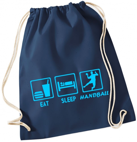 EAT SLEEP HANDBALL ! Gymbag Rucksack Turnbeutel Tasche Backpack für Pausenhof, Schule, Sport, Urlaub