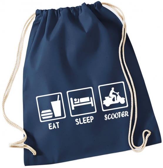 EAT SLEEP SCOOTER ! Gymbag Rucksack Turnbeutel Tasche Backpack für Pausenhof, Schule, Sport, Urlaub