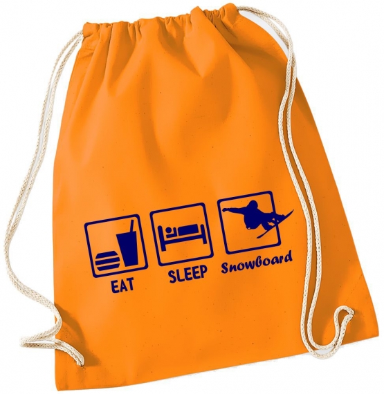 EAT SLEEP SNOWBOARD ! Gymbag Rucksack Turnbeutel Tasche Backpack für Pausenhof, Schule, Sport, Urlaub