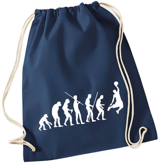 Evolution BASKETBALL ! Gymbag Rucksack Turnbeutel Tasche Backpack für Pausenhof, Schule, Sport, Urlaub