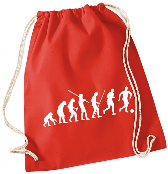 Evolution FUSSBALL ! Gymbag Rucksack Turnbeutel Tasche Backpack für Pausenhof, Schule, Sport, Urlaub
