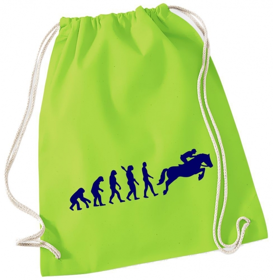Evolution REITEN ! Gymbag Rucksack Turnbeutel Tasche Backpack für Pausenhof, Schule, Sport, Urlaub