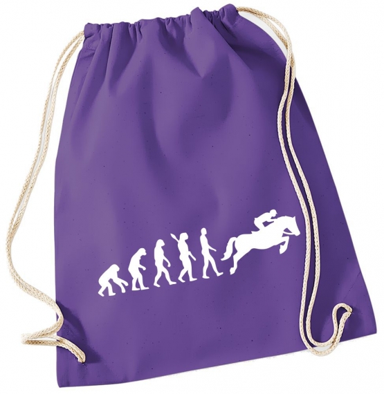 Evolution REITEN ! Gymbag Rucksack Turnbeutel Tasche Backpack für Pausenhof, Schule, Sport, Urlaub
