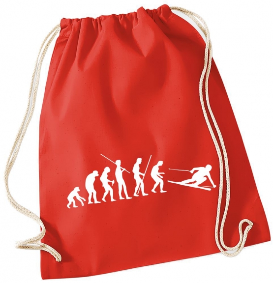 Evolution SKI ! Gymbag Rucksack Turnbeutel Tasche Backpack für Pausenhof, Schule, Sport, Urlaub