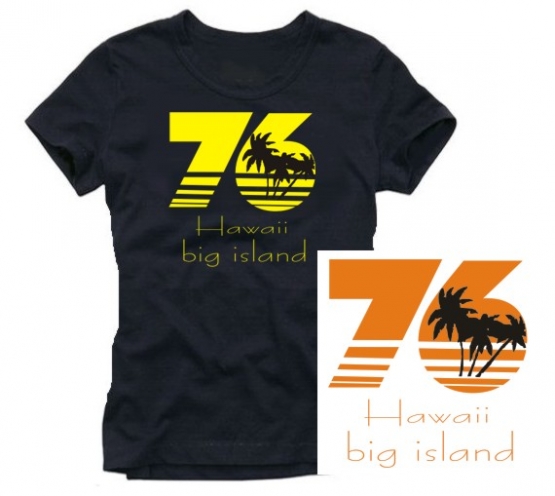 HAWAII 76 Damen t-shirt black/gelb S M L XL big Island