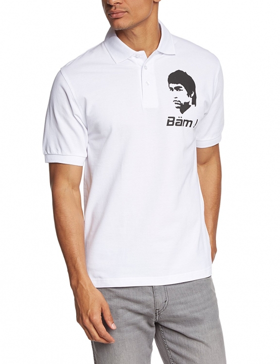 Bäm in your Face POLOSHIRT weiss BRUCE LEE
