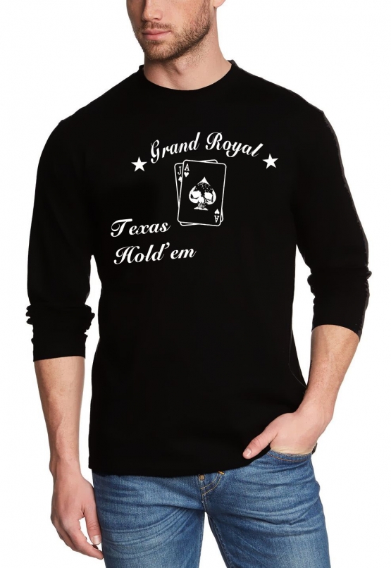 Poker T-Shirt TEXAS HOLD´EM skull  t-shirt langarm
