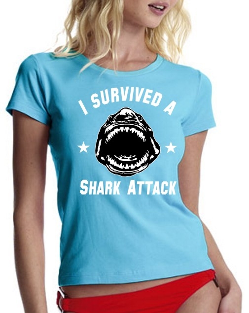 I survived a SHARK ATTACK girly t-shirt