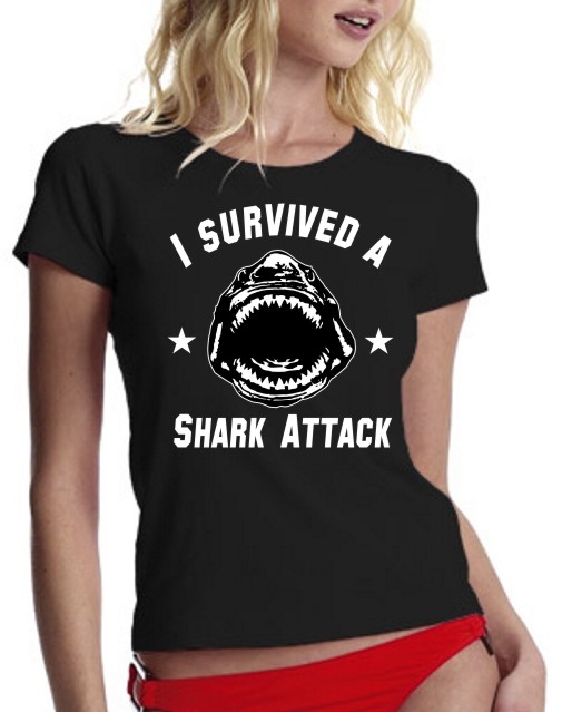 I survived a SHARK ATTACK girly t-shirt