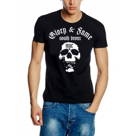 south bronx NYC t-shirt skull Deadhead SCHW./WEISS