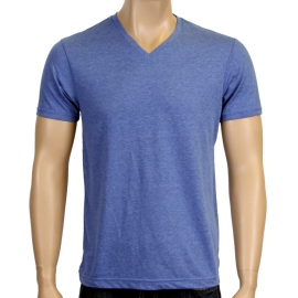 V-NECK Shirt melliert Blau Rot oder Grau S M L XL XXL