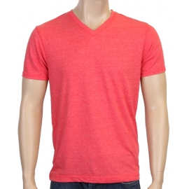 V-NECK Shirt melliert Blau Rot oder Grau S M L XL XXL