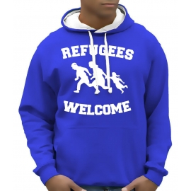 REFUGEES WELCOME ! Sweatshirt mit Kapuze HOODIE Flüchtlinge, sch