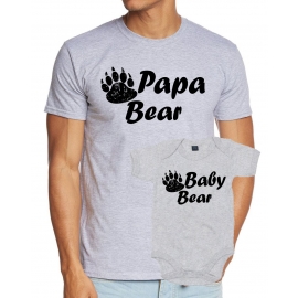 Papa Bear + Baby Bear T-Shirt + STRAMPLER - Set zur Geburt Vater