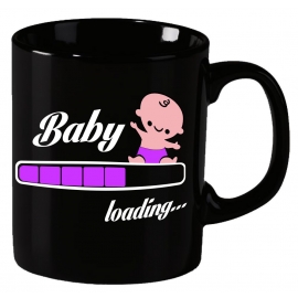 Baby loading ! Becher Teetasse für Schwangere ! coole-fun-t-shirts Becher schwarz Kaffeetasse Tasse schwarz / pink Mädchen