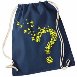 Butterfly Fragezeichen ! Gymbag Rucksack Turnbeutel Tasche Backpack für Pausenhof, Schule, Sport, Urlaub