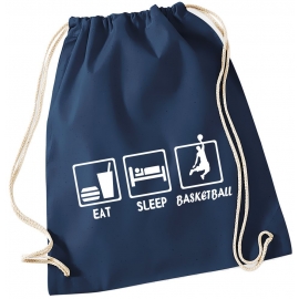 EAT SLEEP BASKETBALL ! Gymbag Rucksack Turnbeutel Tasche Backpack für Pausenhof, Schule, Sport, Urlaub