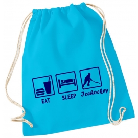 EAT SLEEP EISHOCKEY ! Gymbag Rucksack Turnbeutel Tasche Backpack für Pausenhof, Schule, Sport, Urlaub