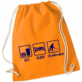 EAT SLEEP EISHOCKEY ! Gymbag Rucksack Turnbeutel Tasche Backpack für Pausenhof, Schule, Sport, Urlaub