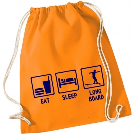 EAT SLEEP LONGBOARD ! Gymbag Rucksack Turnbeutel Tasche Backpack für Pausenhof, Schule, Sport, Urlaub