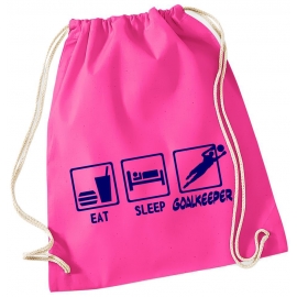 EAT SLEEP TORWART ! Gymbag Rucksack Turnbeutel Tasche Backpack für Pausenhof, Schule, Sport, Urlaub
